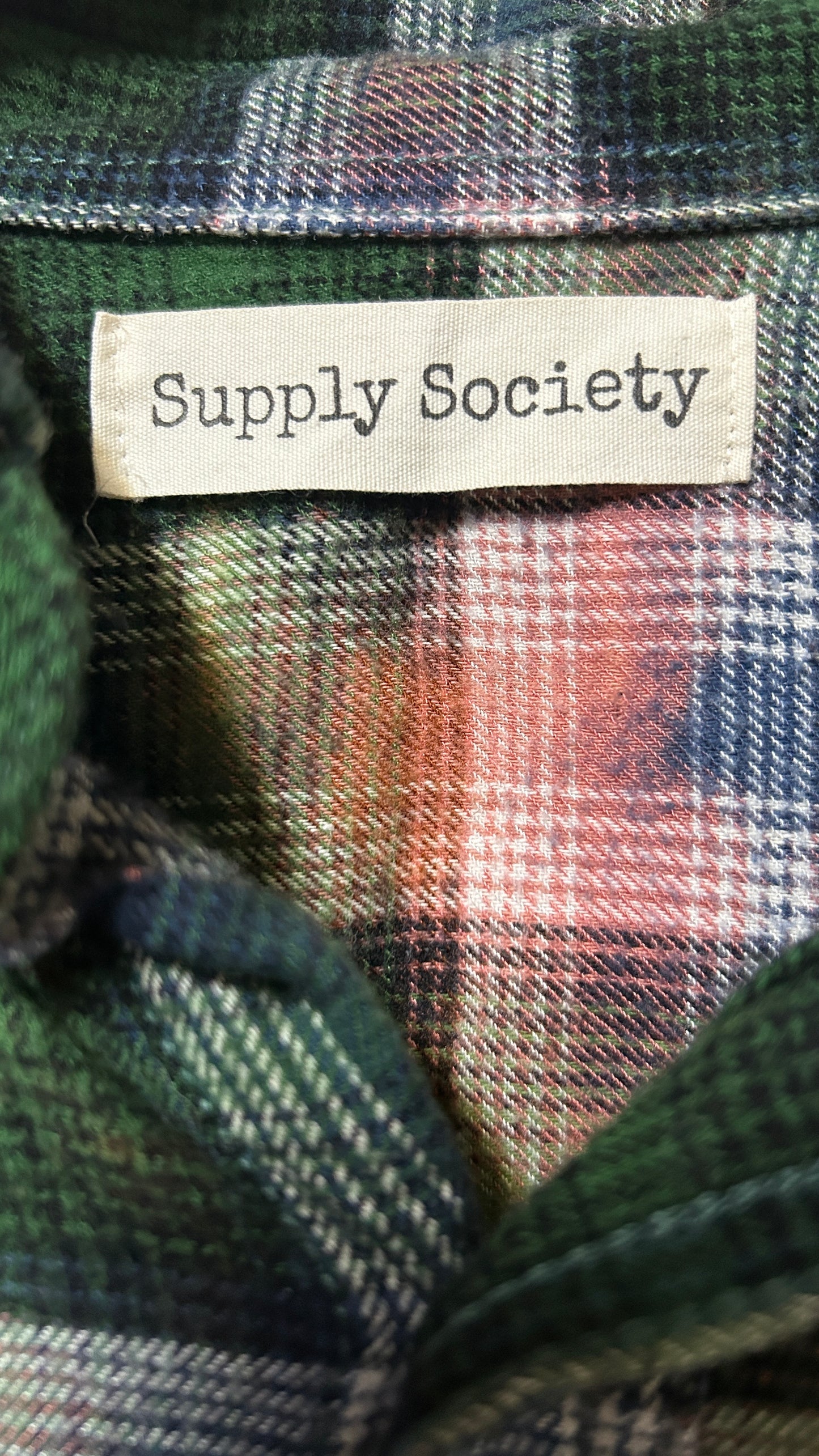 Supply Society Long sleeve button down shirt Medium green pink