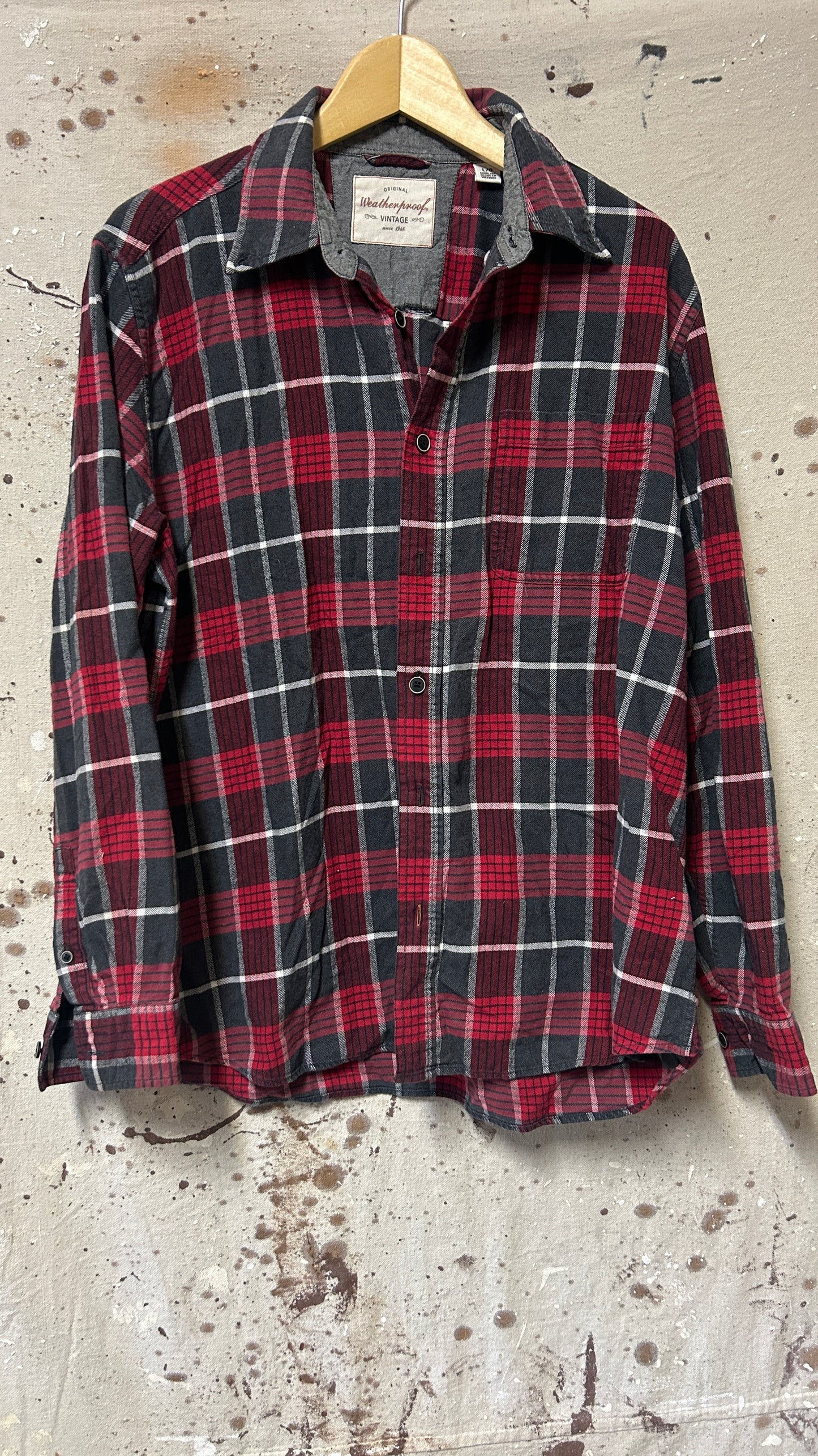 Weatherproof Vintage Long sleeve button down shirt Large Cotton Maroon