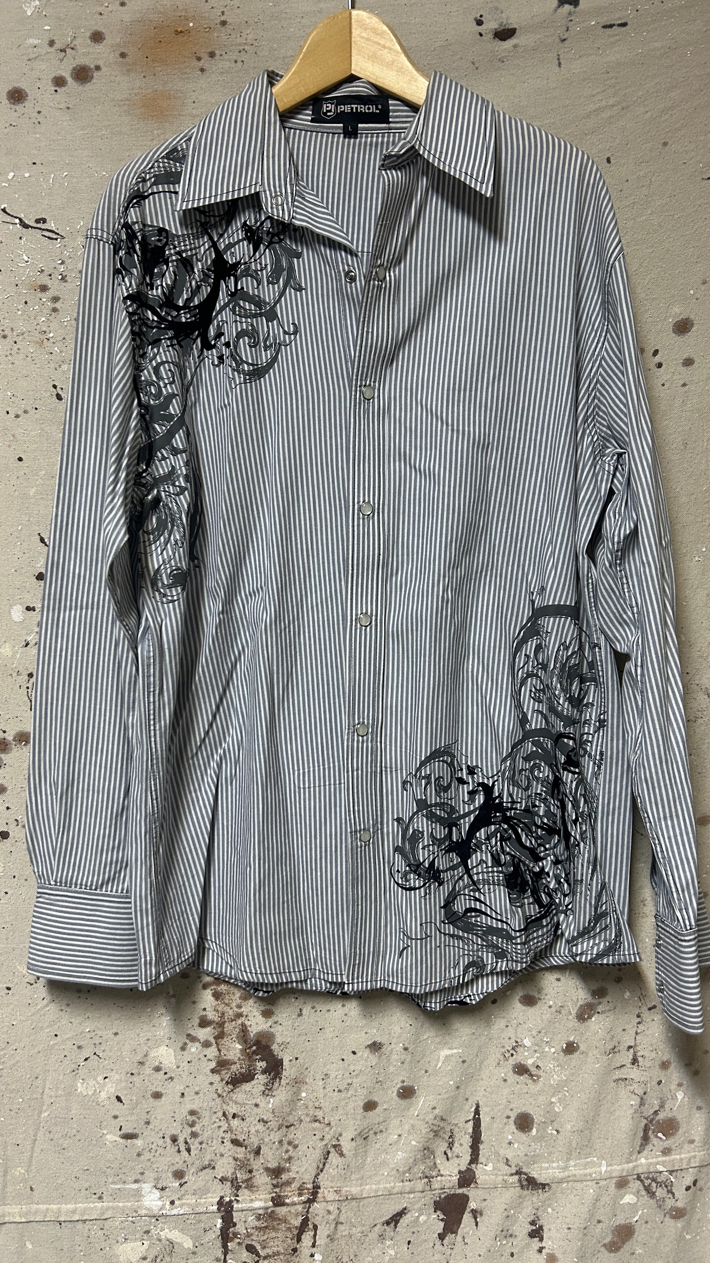 Petrol Long sleeve button down shirt Large