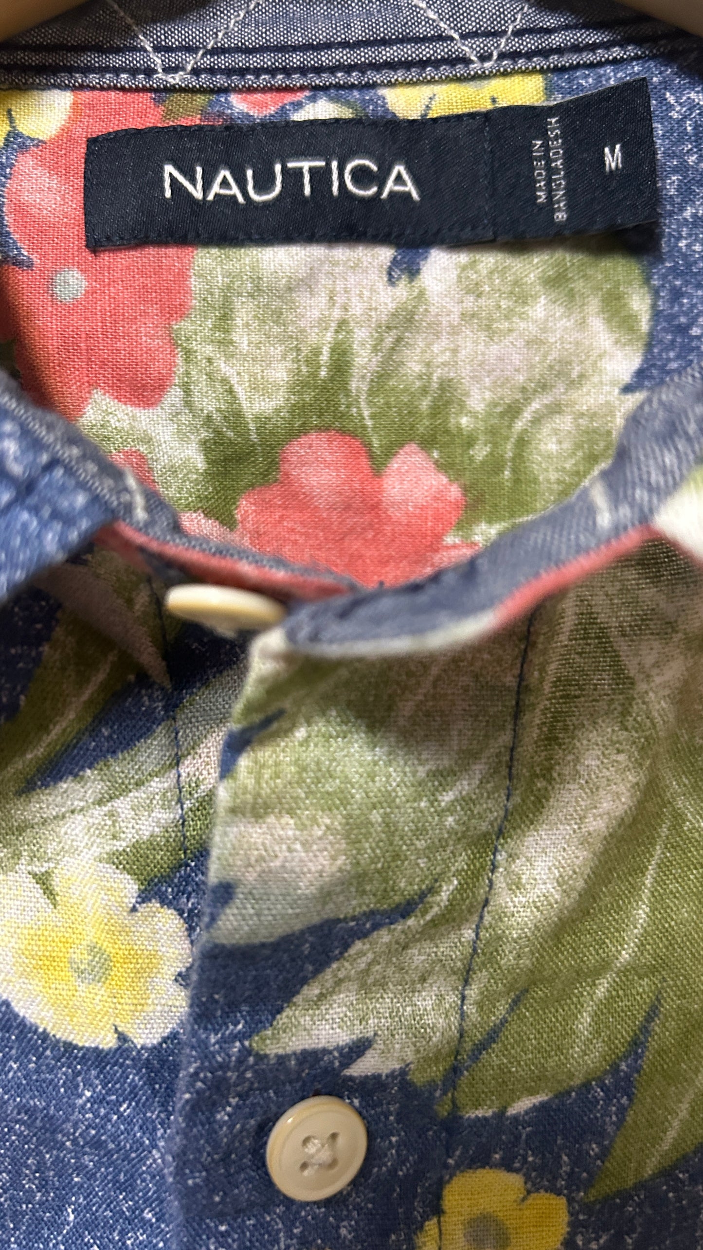 Náutica Short sleeve button down shirt Medium Cotton Linen