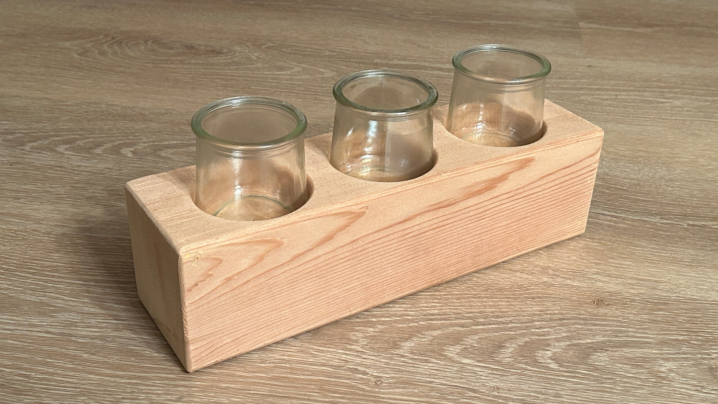 Cedar candle holder