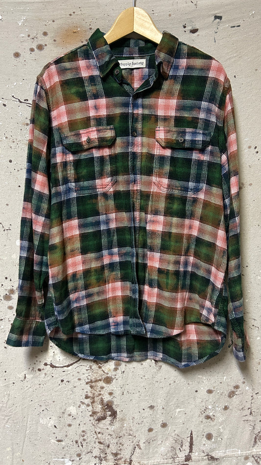 Supply Society Long sleeve button down shirt Medium green pink