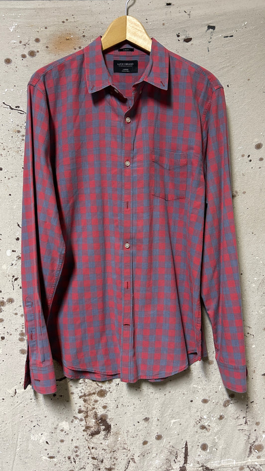 Lucky Brand Long sleeve button down shirt Large red blue
