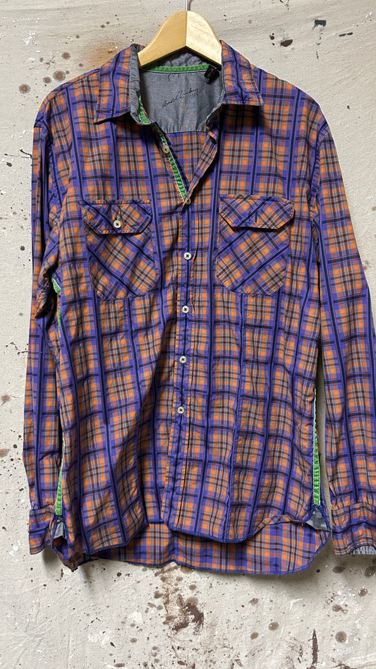 Arnold Zimberg Long sleeve button down shirt Large orange purple