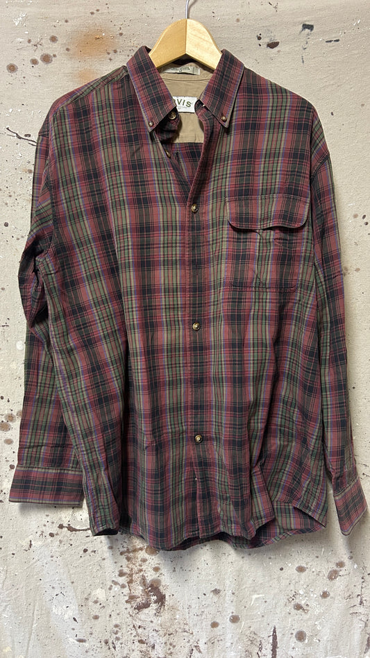 Orvis Long sleeve button down shirt Medium Cotton Green Red