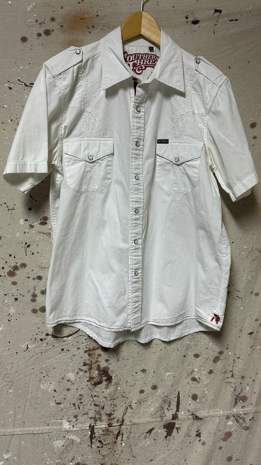 Southern Thread Short sleeve button down shirt Large Cotton