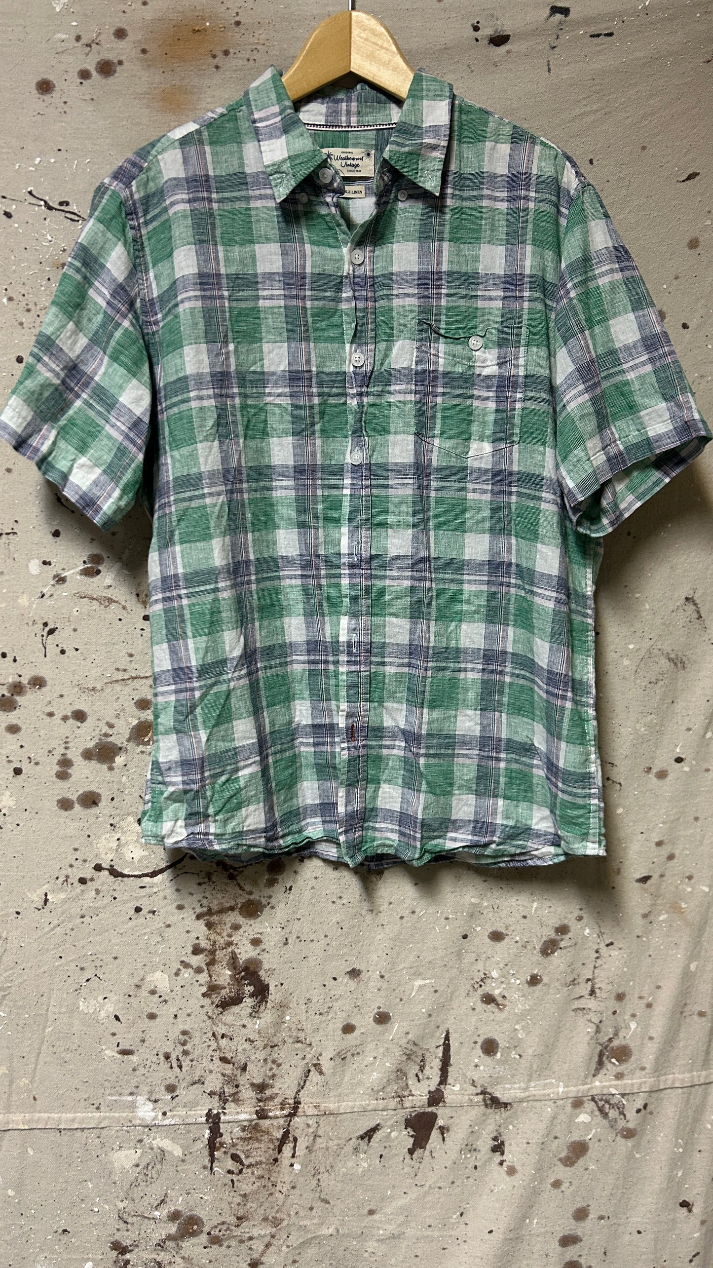 Weatherproof Vintage Short sleeve button down shirt Medium Linen Cotton