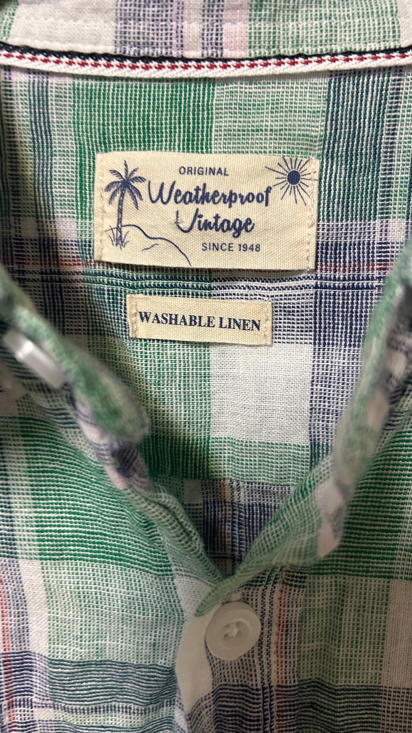Weatherproof Vintage Short sleeve button down shirt Medium Linen Cotton