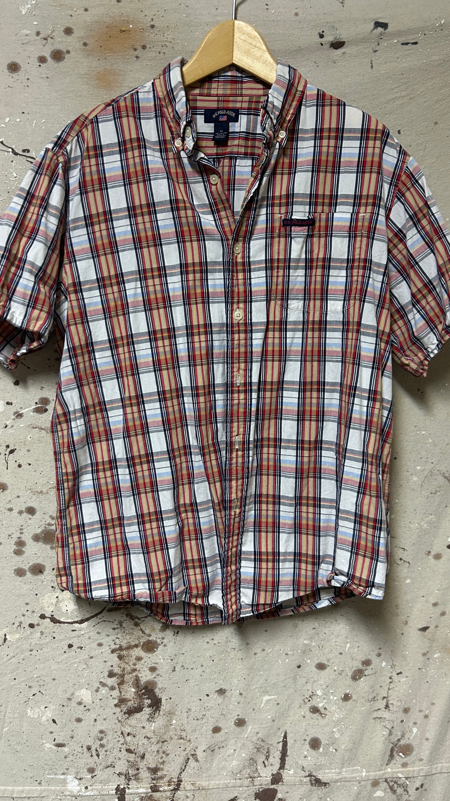 US Polo Assn. Short sleeve button down shirt Medium Cotton
