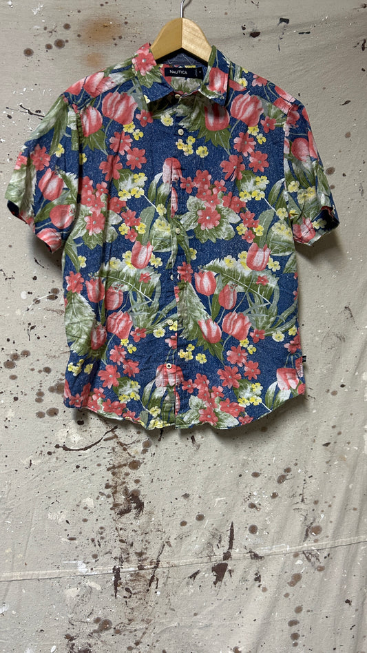 Náutica Short sleeve button down shirt Medium Cotton Linen