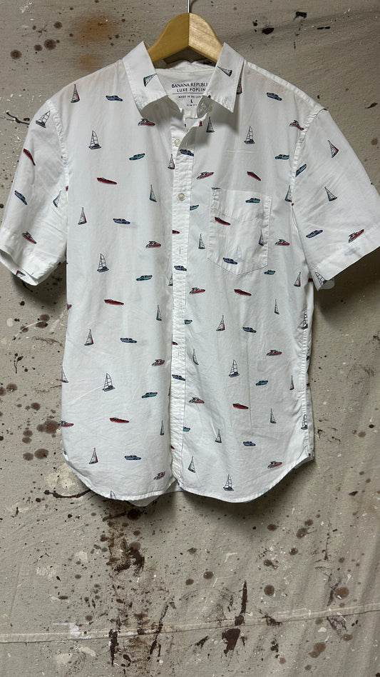 Banana Republic Short sleeve button down shirt Large white